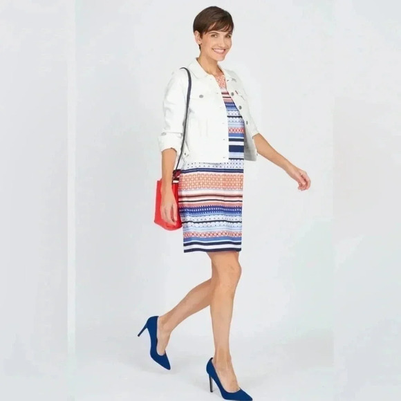 Eliza J  Printed Stripe Shift Dress Size 2 - Picture 3 of 13